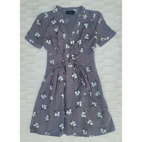 Storia gray floral dress - Picture 1 of 16